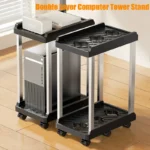 Soporte de torre de ordenador de doble capa, Base móvil con ruedas universales, soporte de caja de elevación de almacenamiento Simple, soporte de CPU
