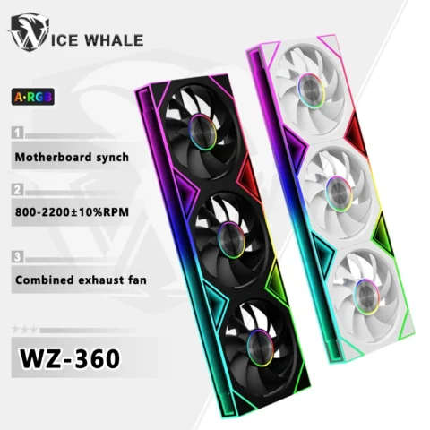 Ventilador de Caja para PC ICE Whale WZ-120/240/360 ARGB con Sincronización de Placa Base, Estructura Combinada, Ventilador de Refrigeración por Extra