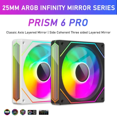 Zezzio Prism 6 PRO 120mm ventilador con cubierta de PC ARGB 12V 4PIN PWM enfriador de aire ventilador de refrigeración de CPU ventilador de chasis de